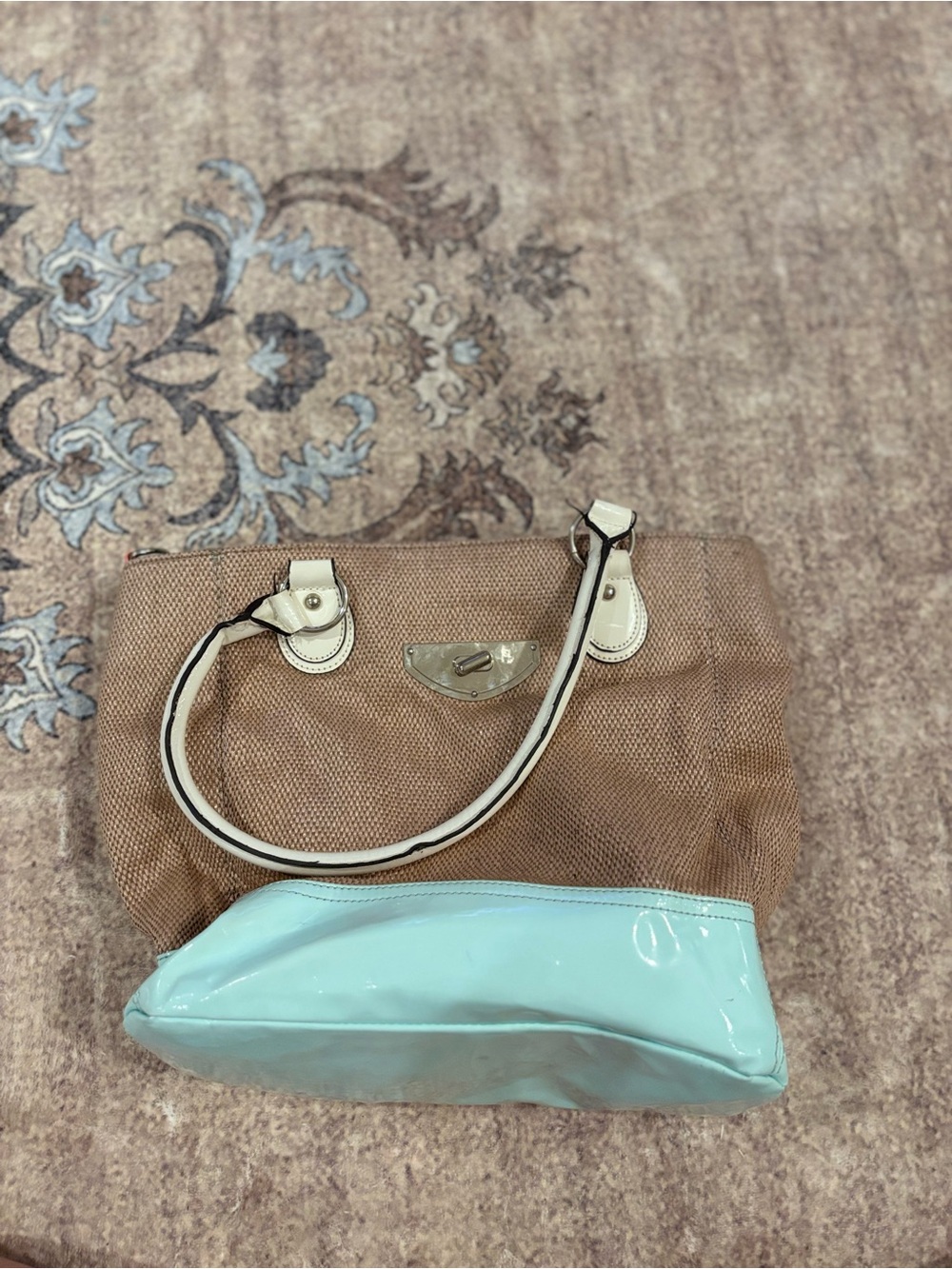 Source Unknown Brown and Light Blue Two-Tone Tote
